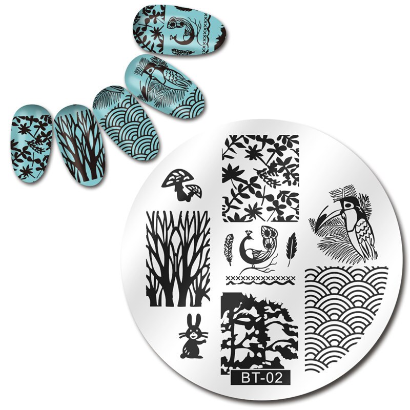 Biutee 12*6cm TAGEBUCH Nail art Vorlagen Stanzen Platte Blume Blatt Drucken Tier Brief Floral Muster Platten schablone Werkzeuge: 1004-BT02