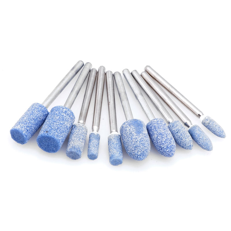 10pc Blue Abrasive Mounted Stone Rotary Tool Grinding Wheel 1/8 Shank