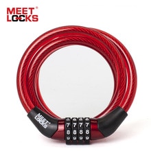 MEETLOCKS Opgerolde Combinatie Kabel Fietsslot Dia.6x1200mm (L) & 8x1200mm (L) Rode Kleur Mini Fiets Lock Security Fiets