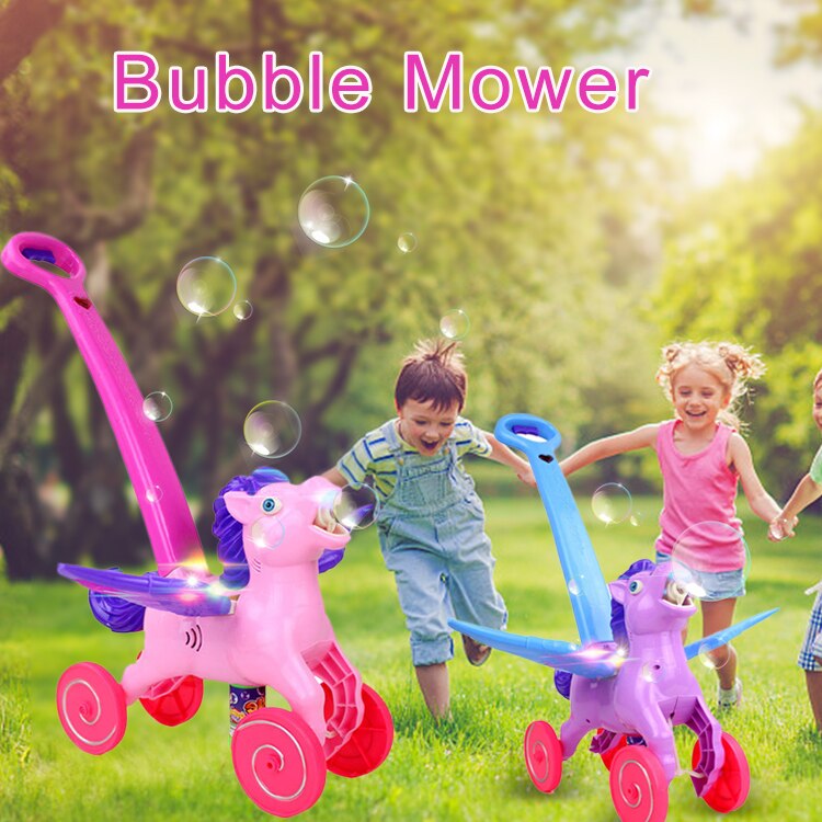 Elektronische Bubble Maaier Walker Bubble Blower Machine Met Muziek Outdoor Game Push Speelgoed Voor Kinderen Kids Outdoor Play