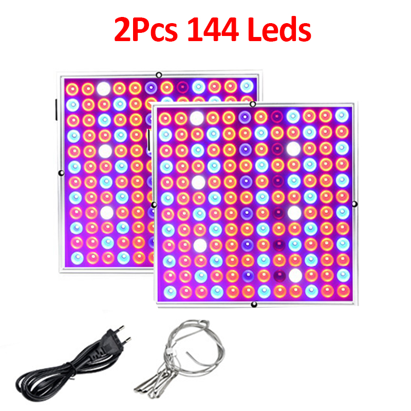 LED Grow Light Full Spectrum Phyto Lamp For Plants For Greenhouse Grow Tent Led Lighting Indoor Garden Hydroponic Plant Lights: 2pcs 144Leds / US