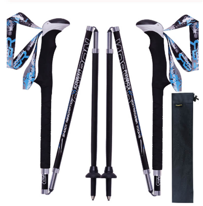 1pcs 115cm/125cm Collapsible Alpenstock Carbon Fiber Trekking Pole Quick Lock Compact Folding Tourism Trail Running Walking Stic