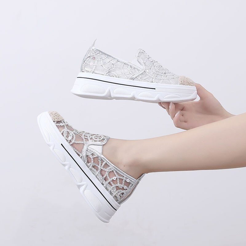 Tenis Feminino Women Tennis Shoes Gold Silver Non-slip Jogging Athletic Fitness Trainers Sneakers