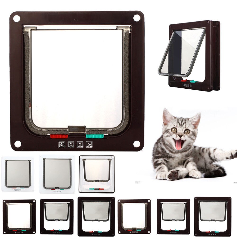 4 Way Lockable Dog Cat Kitten Door Security Flap D... – Vicedeal - Cat Flap Security For Multi Cat Homes