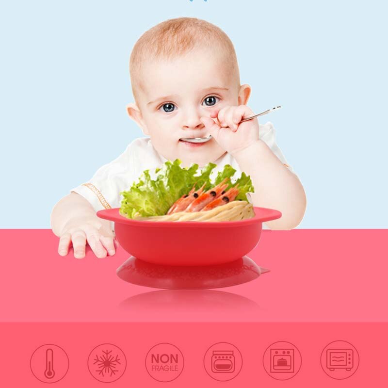 Baby silikone fade spise tallerken skål bordservice mad spisestel til børn sugekop fiksering fødevarekvalitet silikone foderskål