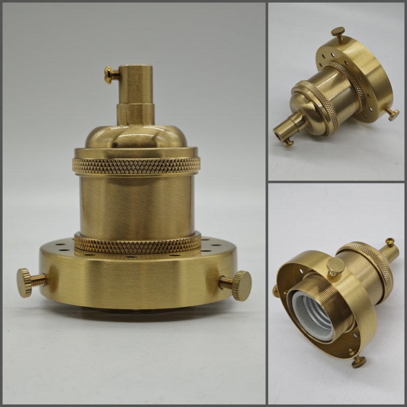 Edison DIY lamp holder for shade Pure brass material vintage threaded Socket Bulb Fitting E27 UL/CE lighting copper base: Red / 2G7
