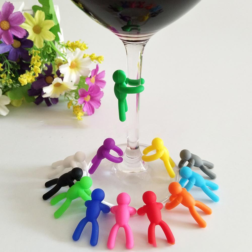 Lot de 6 étiquettes de reconnaissance de verres à vin en Silicone, étiquettes d&#39;identification de verres à boire, signes d&#39;étiquette pour accessoires de bar de fête