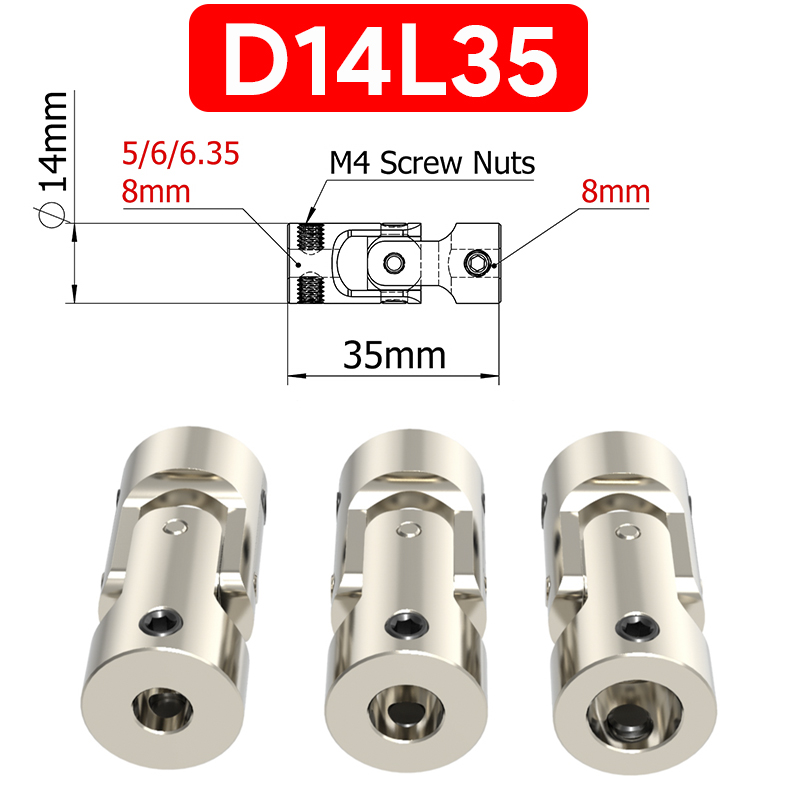 Acoplamiento Universal de cardán de Metal, acoplamientos de cardán 2/2,3/3/3,17/4/5/6/8/10/12mm, conector de Motor de acoplador de eje de coche y barco