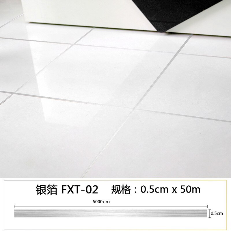Living Room Floor Tiles Beautiful Seam Stickers Waterproof Floor Seam Stickers Decorative Stickers Diagonal Stickers Self-Adhesi: silver 5mm