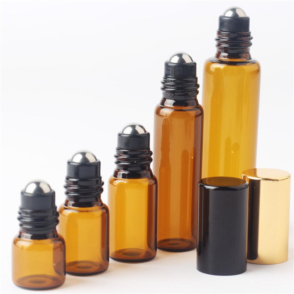 1Ml 2Ml 3Ml 5Ml 10Ml Amber Roll On Roller Fles Voor Essentiële Oliën Navulbare Parfum fles Deodorant Containers