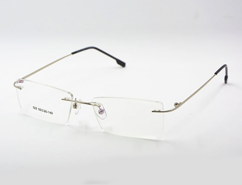 Titanium geheugen flexibel randloos montuur bril optische bril op sterkte bril voor dames en heren montuurvorm op maat: Zilver