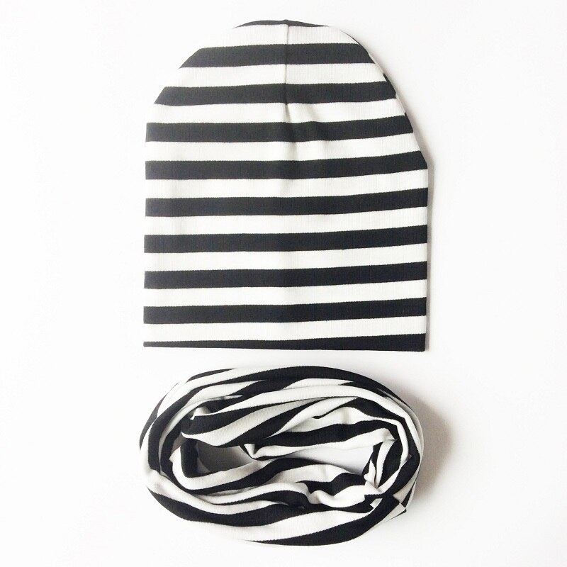 Kindermuts baby gehaakte muts baby winter muts sterrenprint halssjaal kraag warmer muts set baby capuchon katoenen warme muts sjaal: D zwart