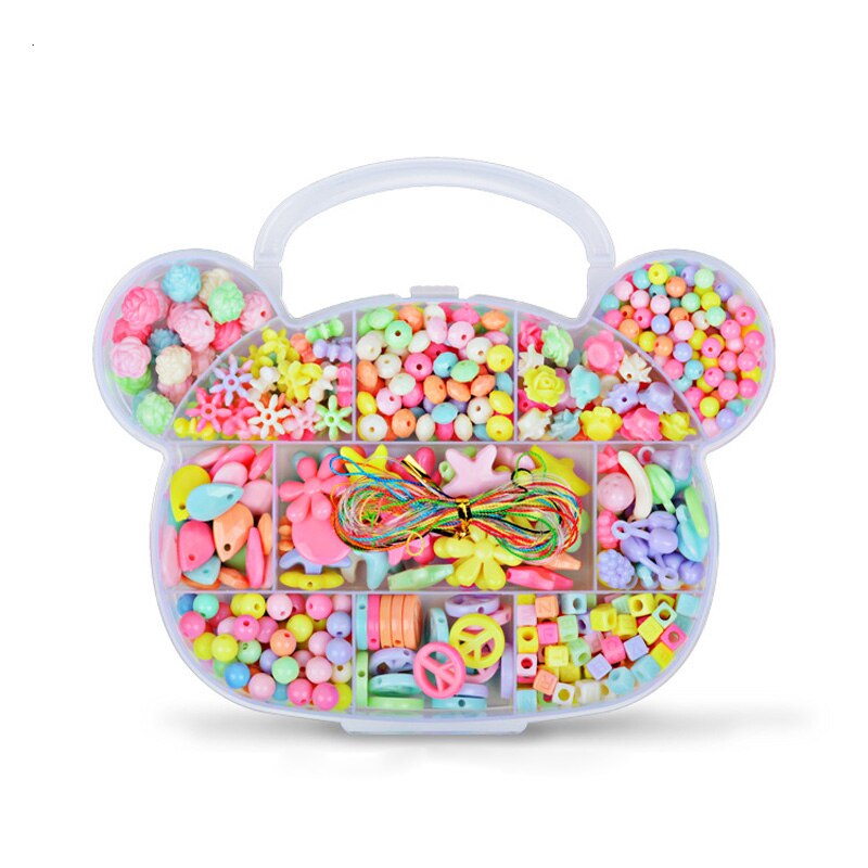 PARA niña, joyería de cuentas creativa, DIY, fabricación de pulsera, collar, juguete educativo para niños, hecho a mano con cuentas con caja: Go ld