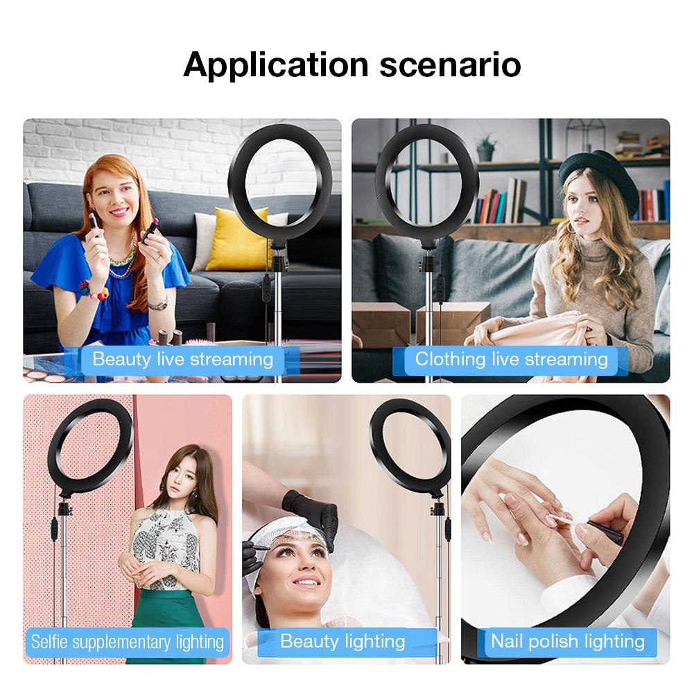 Portable 7W Ring Light for Cell Phone Tablet Livestreaming LED Dimmable Fill Light Beauty Selfie Lamp with Selfie Stick Bracket