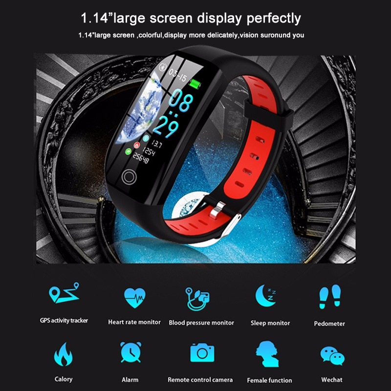 F21 pulseira inteligente rastreador atividade de fitness gps ip68 à prova dip68 água monitor freqüência cardíaca pulseira cardio com pressão arterial smartband