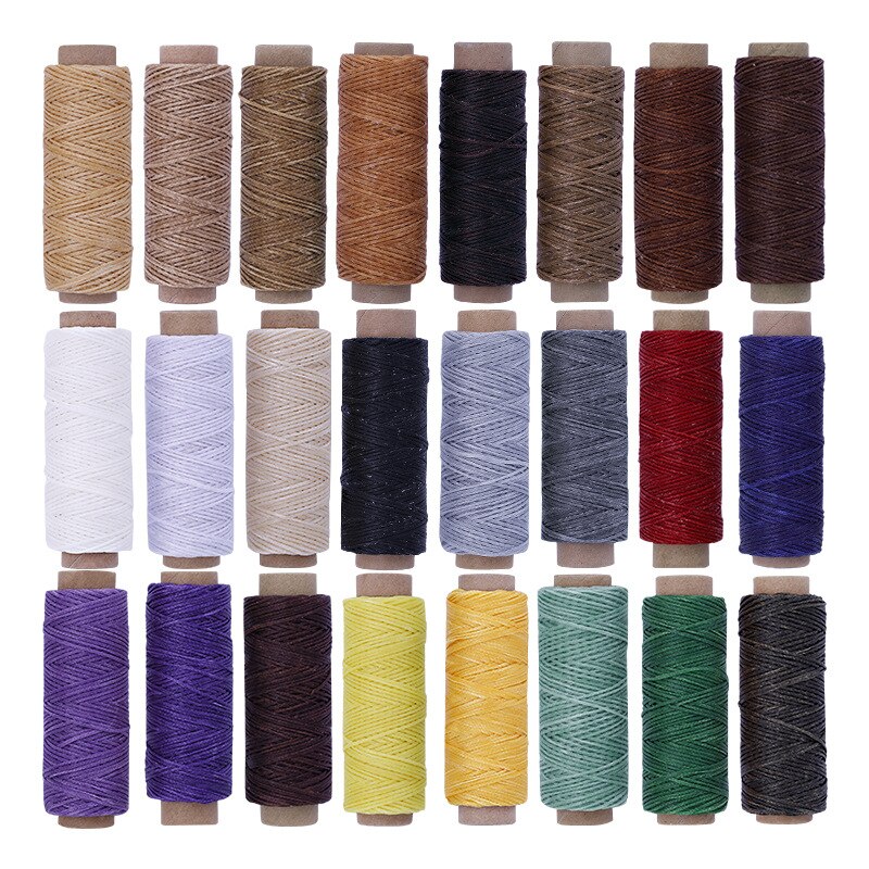 Hilo encerado de 24 colores, hilo encerado para costura a mano de cuero 150D para artesanía de cuero DIY, hilo de 50 metros: Default Title