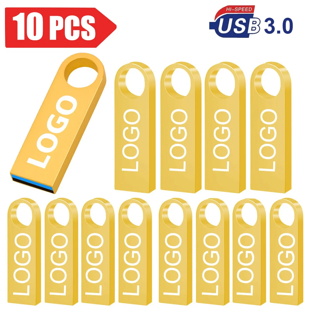 10/ 20/50 Pcs/lot Free Logo metal USB 3. 0Flash Drive 64GB 32GB memory Flash USB Stick 16GB 8GB pen drive PenDrive U Disk: Blue / 32GB