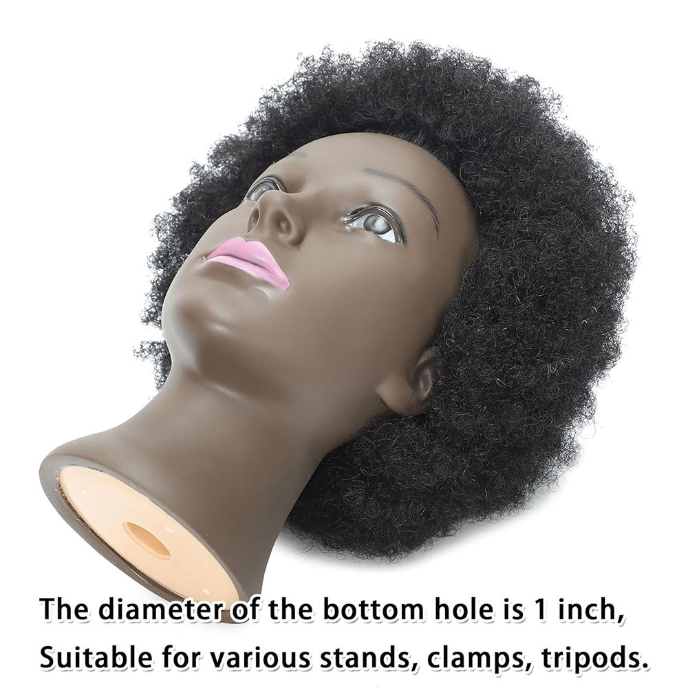 8 Inches Afro Mannequin Head Hair Traininghead Styling Head Braid Hair Dolls Head for Practicing Cornrows and Braids