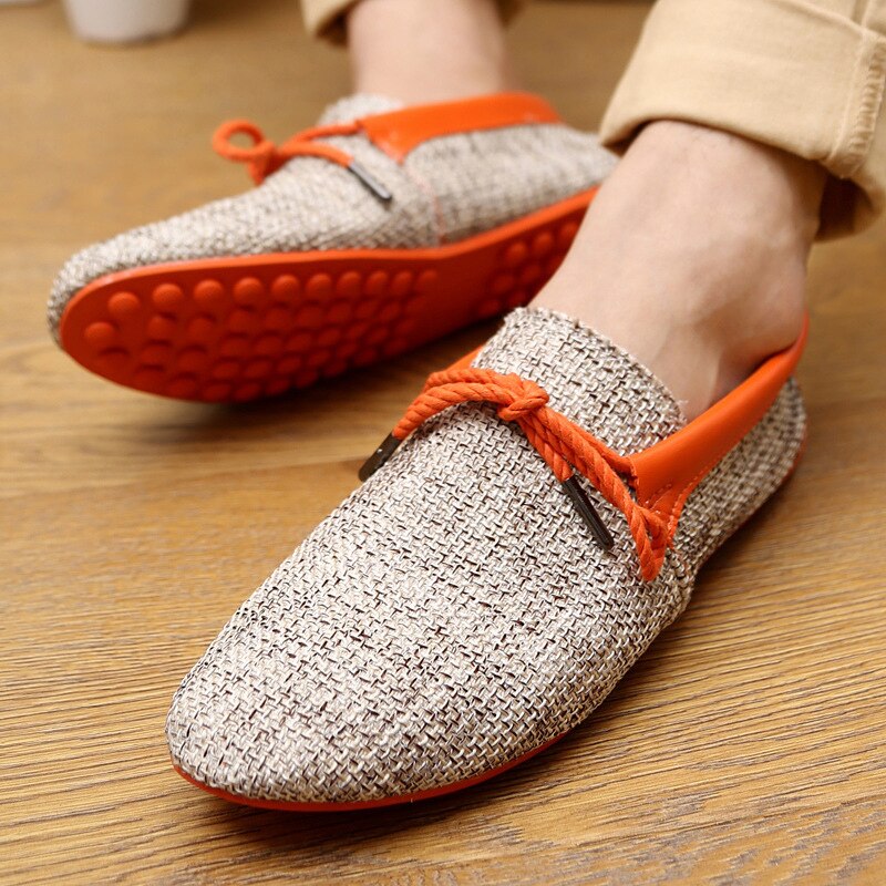 Herenschoenen zomer sneakers ademende casual schoenen veterschoenen heren mesh schoenen grote maten: Oranje / 6.5