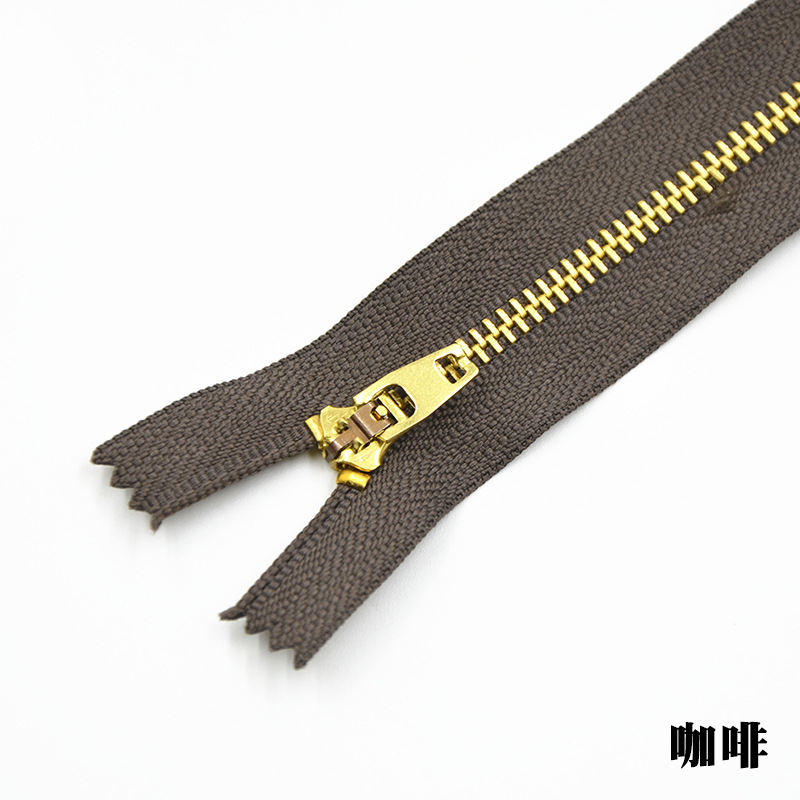 5pcs/lot copper zipper Close-End Zipper DIY for jean bags shoes garment belt sewing accessories DIY: Coffee / 13cm