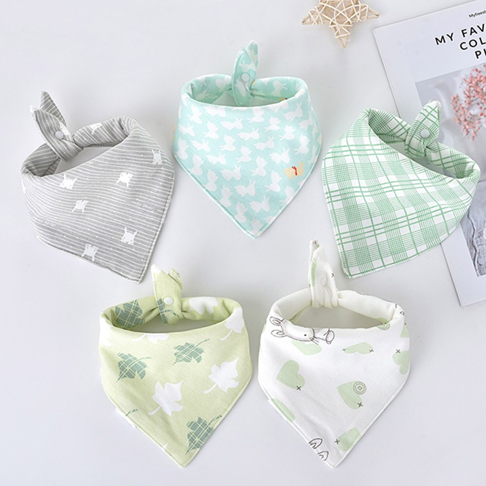 5 Stks/partij Slabbers Driehoek Dubbele Katoen Slabbetjes Cartoon Print Speeksel Handdoek Baby Jongens Meisjes Voeden Schort Katoen Bandana Slabbetjes: 6