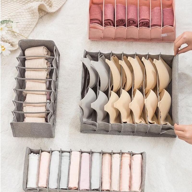 Boîte De Rangement Lingerie Chaussettes Soutien-Gorge Sous-Vêtements Pliable Diviseur Tiroir Placard Organisateur Ménage Vêtements Boîte De Rangement