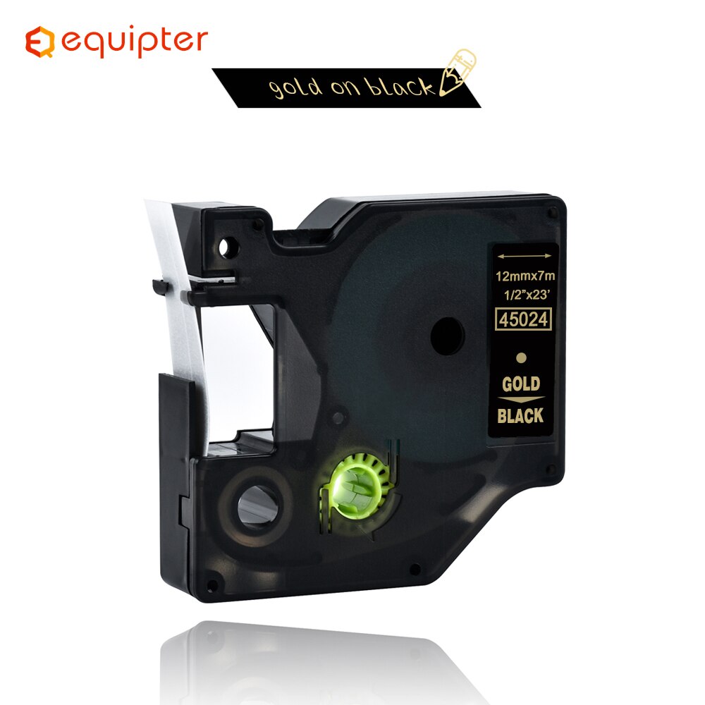45024 Compatible Dymo D1 12mm Gold on Black Label Tape Label Ribbons Printer Ribbon for Dymo Label Manager 160 280 210