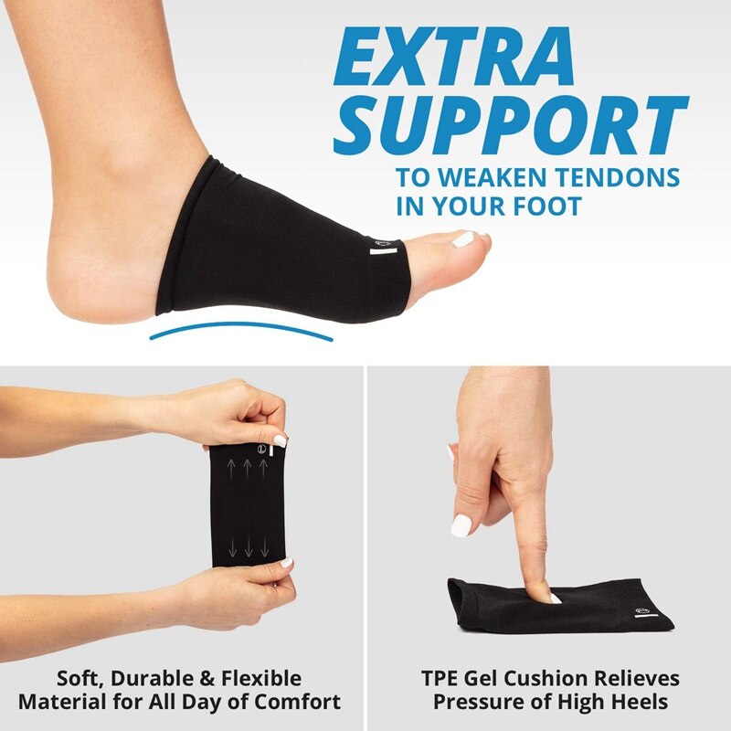 Arch Support Brace for Flat Feet 2-Pairs Plantar Fasciitis Support Brace - Compression Arch Sleeves Sock for Men & Women - Foot