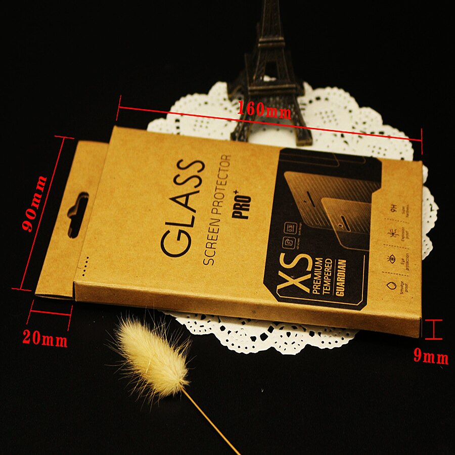 100pcs160*90*9mm Kraft Paper Retail Package Packaging Box for Phone and electronic accessories Tempered Glass Screen Protector