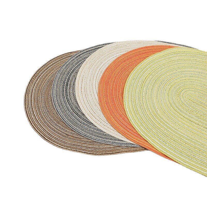 Inyahome Round Oval Placemats for Dining Table Set of 6 Farmhouse Dining Table Outdoor Placemat for Patio Table Boho Kitchen Acc