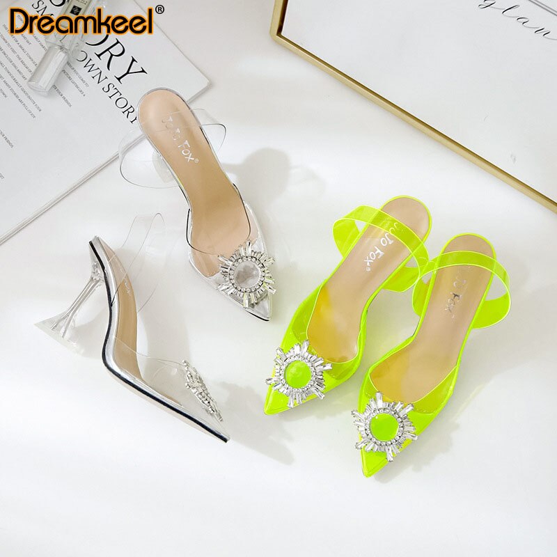 Transparante schoenen dames pumps kristallen cup hak damesschoenen hoge hak puntige neus hoge hakken feest gala schoenen sandalen r
