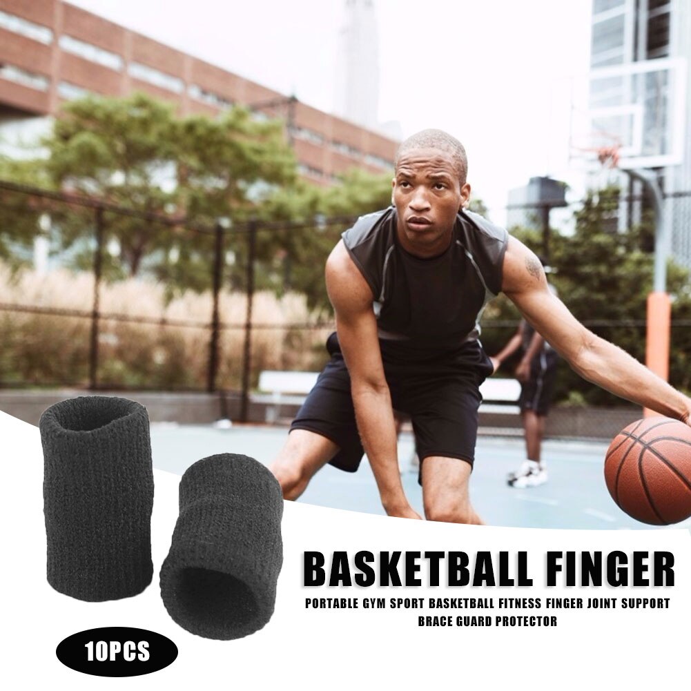 10 stk / sæt elastisk finger beskyttelsesbetræk beskytter basketball volleyball sport arthrosis protector seler