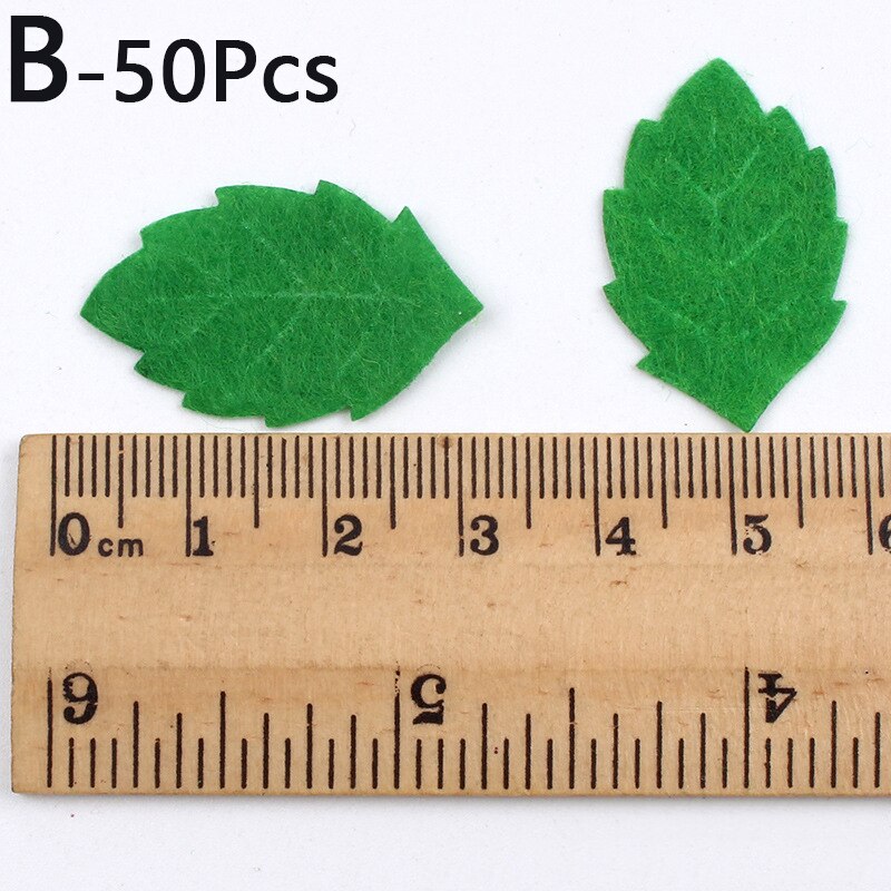 50pcs Non-woven Green Leaves Leaf Card Making Decorating DIY Handmade Sewing Crafts Felt Handcraft Applique Wall Stickers: B