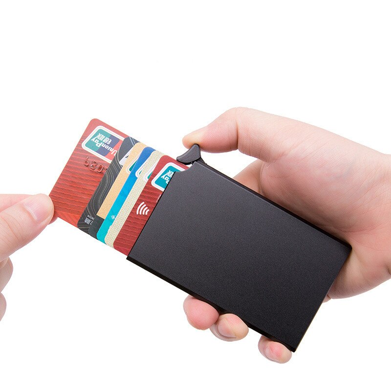 Rfid blokerende kreditkortholder mænd kvinder glide kortholder slim stell passes tegnebog minimalistisk lomme popwallet kortholder