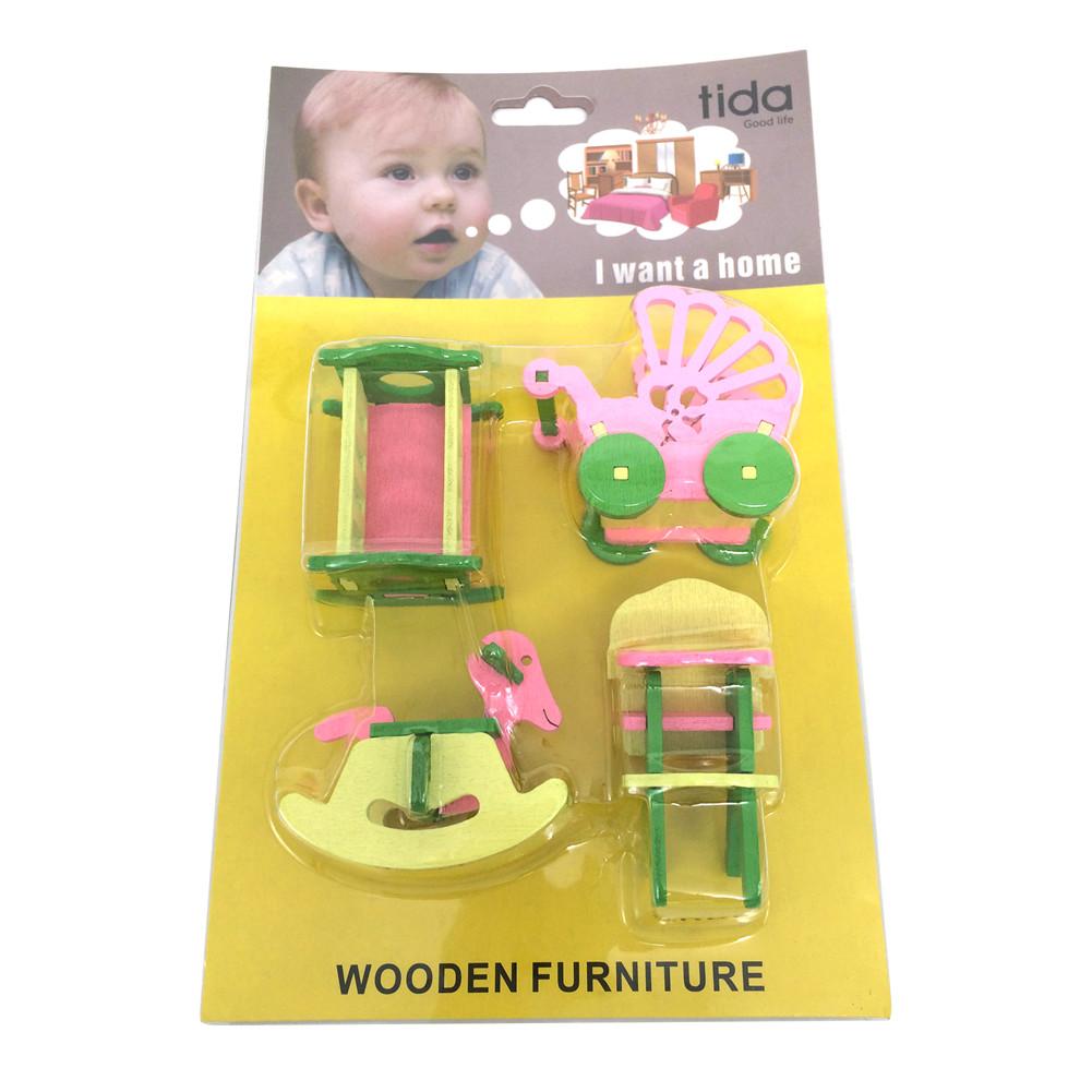 Kid Wooden Pretend Play Furniture Toy Doll Accessories Furniture Dolls House Miniature Bath Bed Living Room Children Toy