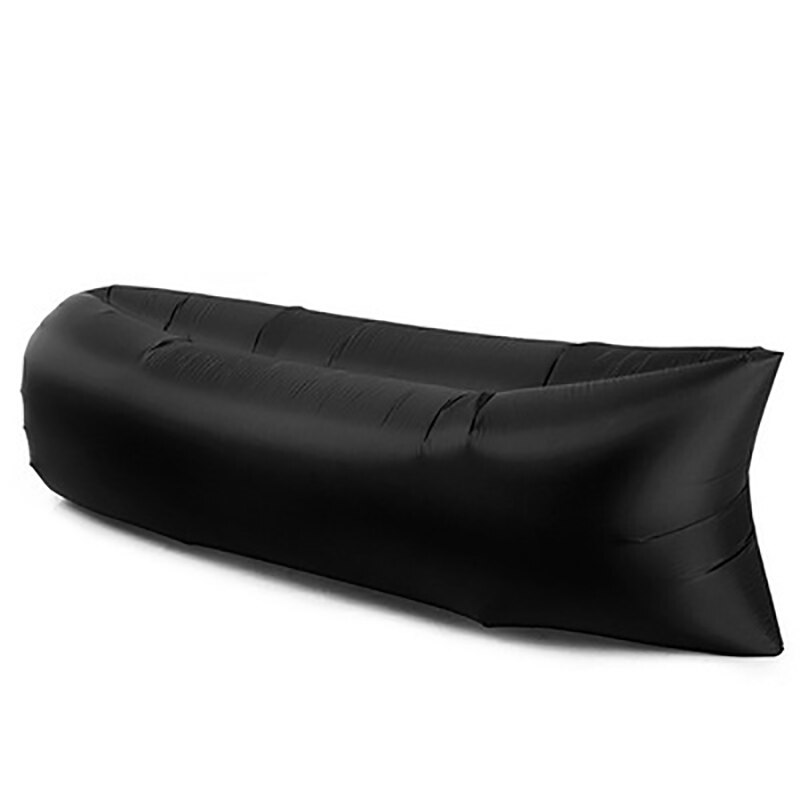 Udendørs camping oppustelig sofamåtte lazy bag 3 sæson ultralet strand soveluftseng liggestol sport camping rejsemåtte  x1a: Sort