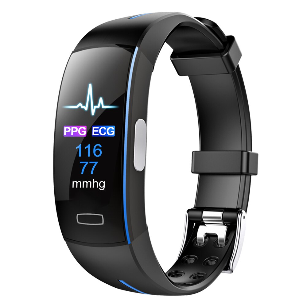 MHKBD PPG EKG Blutdruck Smart-Armband Sport Herz Rate Schrittzähler Armband Wetter Bericht IP67 Wasserdichte Farbe Uhr: 1pc blue and black