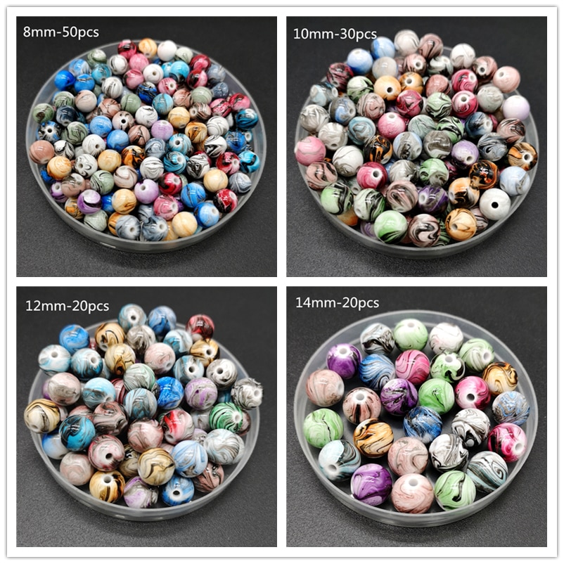 8mm-20mm Runde Form Perlen Schmuck Machen Acryl Perlen Multicolor Lose Perlen Schmuck DIY Zubehör # YKL36-42