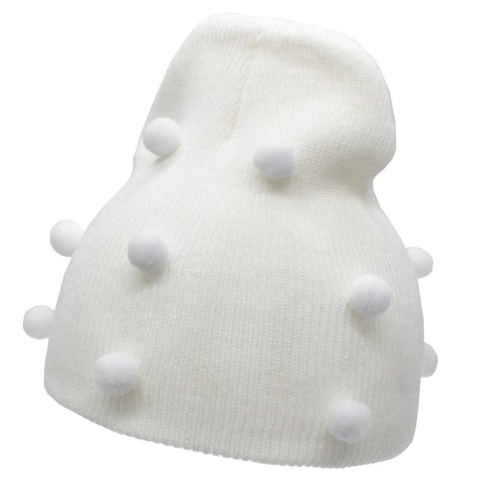 Babymutsje gebreid goede elastische muts pompon lente herfst gebreide warme muts jongen meisje unisex met kleurrijke kleverige ballen: 05