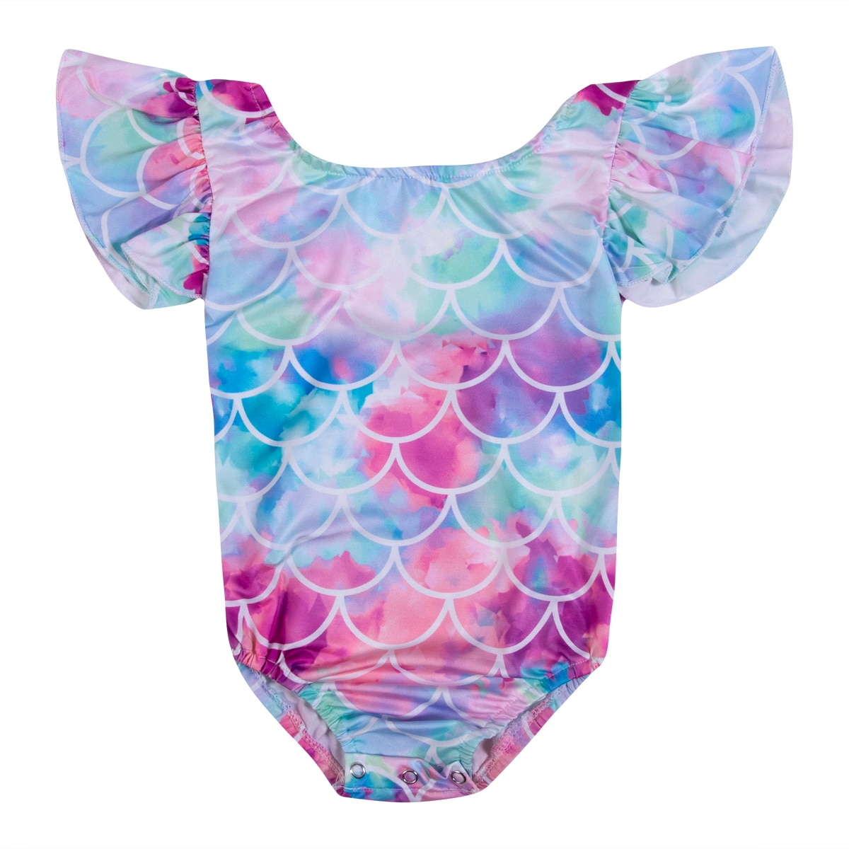 Pasgeboren Baby Meisjes Scales Print Kleurrijke Badmode Ruches Mouwloze Zomer Zwemkleding Baby Een Stuk Badpak