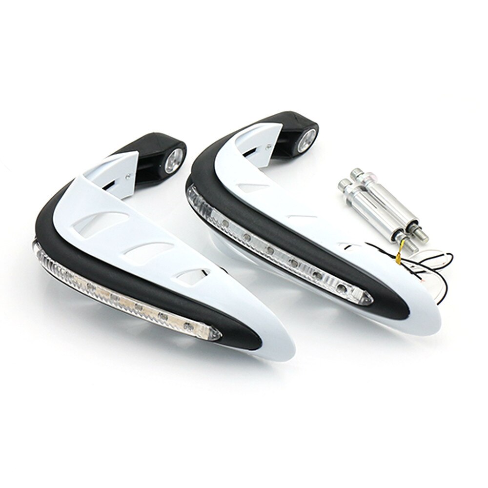 Protège-mains pour guidon de moto, 1 paire, protège-main avec lumière LED protège-mains, protège-mains, accessoires pour moteur universels: WHITE