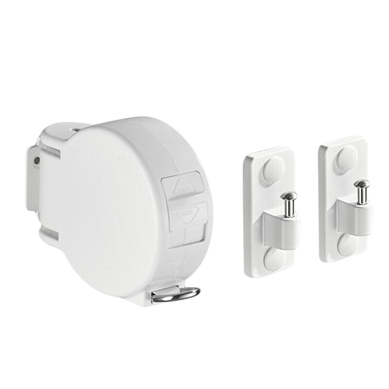 Retractable Clothesline Wall-mounted Indoor Outdoor Washing Clothes Hanger Laundry Drying Line Balcony Invisible Drying Lines: Round white