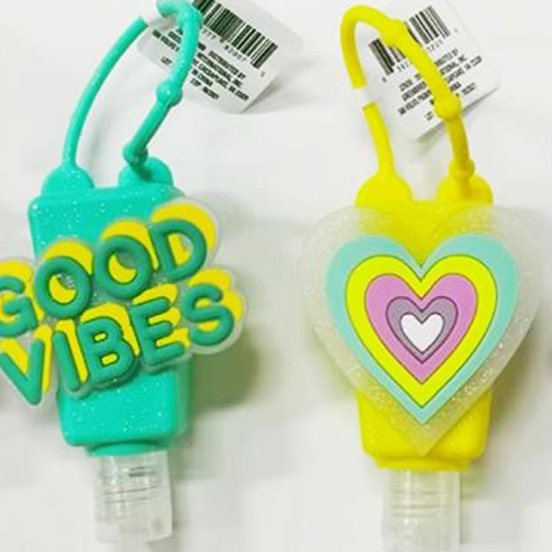 1pcs 30ml Cute Heart Silicone Mini Hand Sanitizer Hand Gel Holder Portable Safe Gel Holder Travel Shampoo Soap Dispenser Bottle