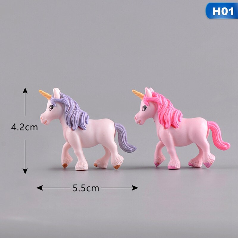 1Pc Cute Unicorn Miniatures Figurines Fairy Garden Ornaments Craft Micro Landscape DIY Home Decoration Accessories: H01