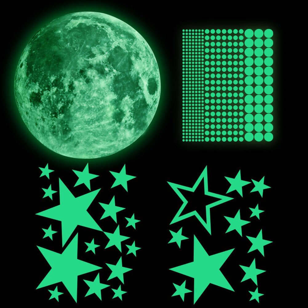 435pcs/set 3D Moon Star Luminous Sticker Self Adhesive Glow In The Dark Wall Decal Door Window