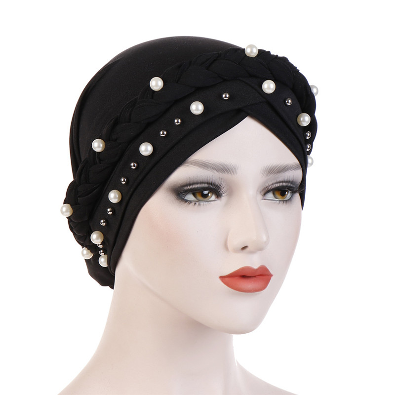 Hiyab-pañuelo para la cabeza para mujer musulmana, capa de turbante de algodón sólido, blanco perla, interior, musulmán, turbantes: 1
