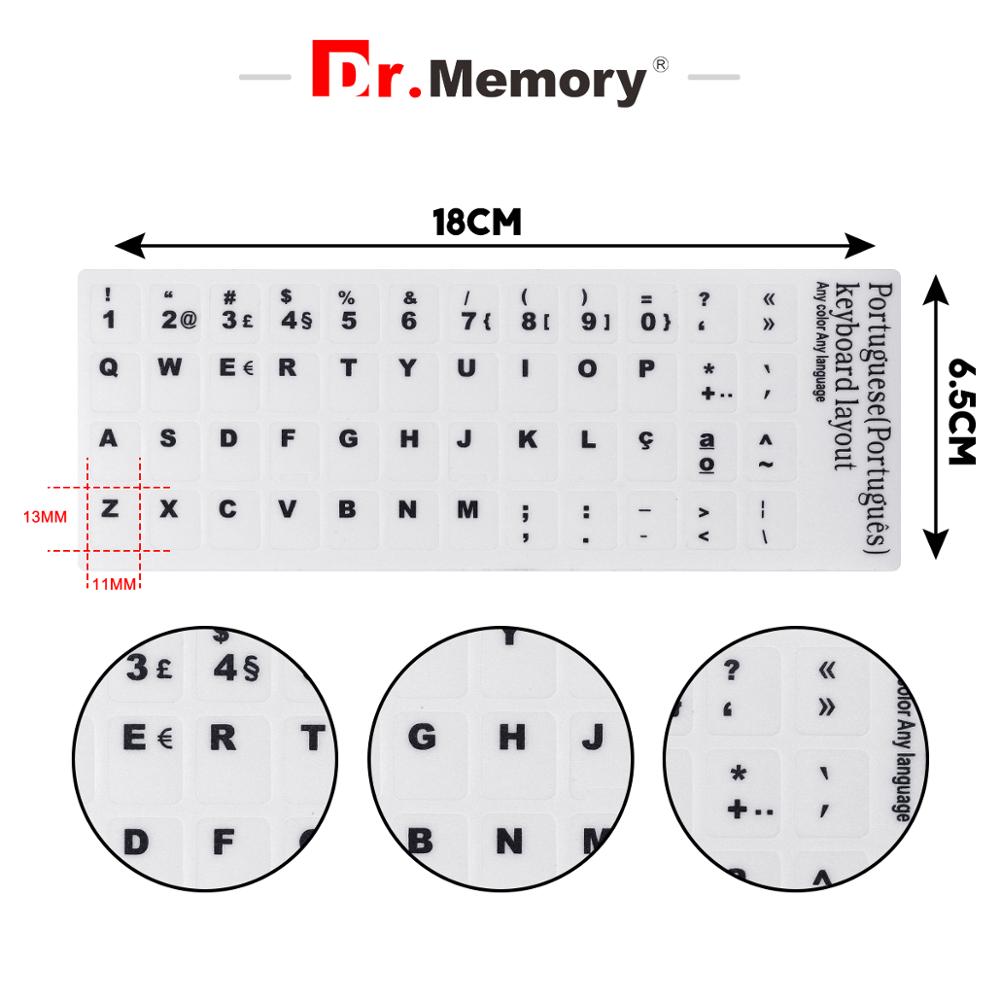 Keyboard Stickers Russian Spanish French Arabic Hebrew Portuguese Keyboard Stickers Layout Replacement Letters Sticker: Portuguese White