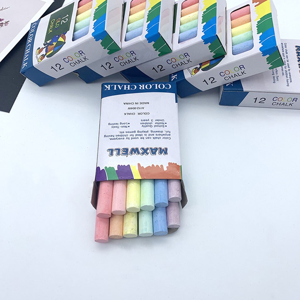 12 pcs/Lot Dustless Teacher Colour Chalk Pen Drawing Chalks For Blackboard Stationary Office