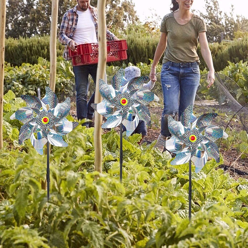 Molino de viento reflectante Anti-aves para jardín, huerto, granja, ahuyentar a las aves, fácil de montar, UD88