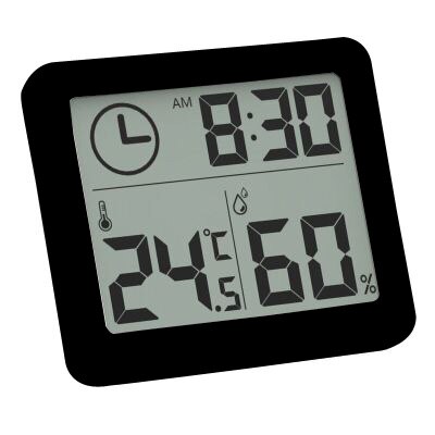 Ultra-thin simple smart home electronic indoor dry humidity meter digital mini desk clock: black